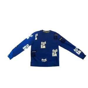 Men S Fielder Bonobos Blue Sweatshirt Printed Cat Fox Graphic Cotton Fleece Crew